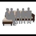 Maddox Plain Two Tone L Shape 6 Seater Sofa Set LHS (Brown & Beige)