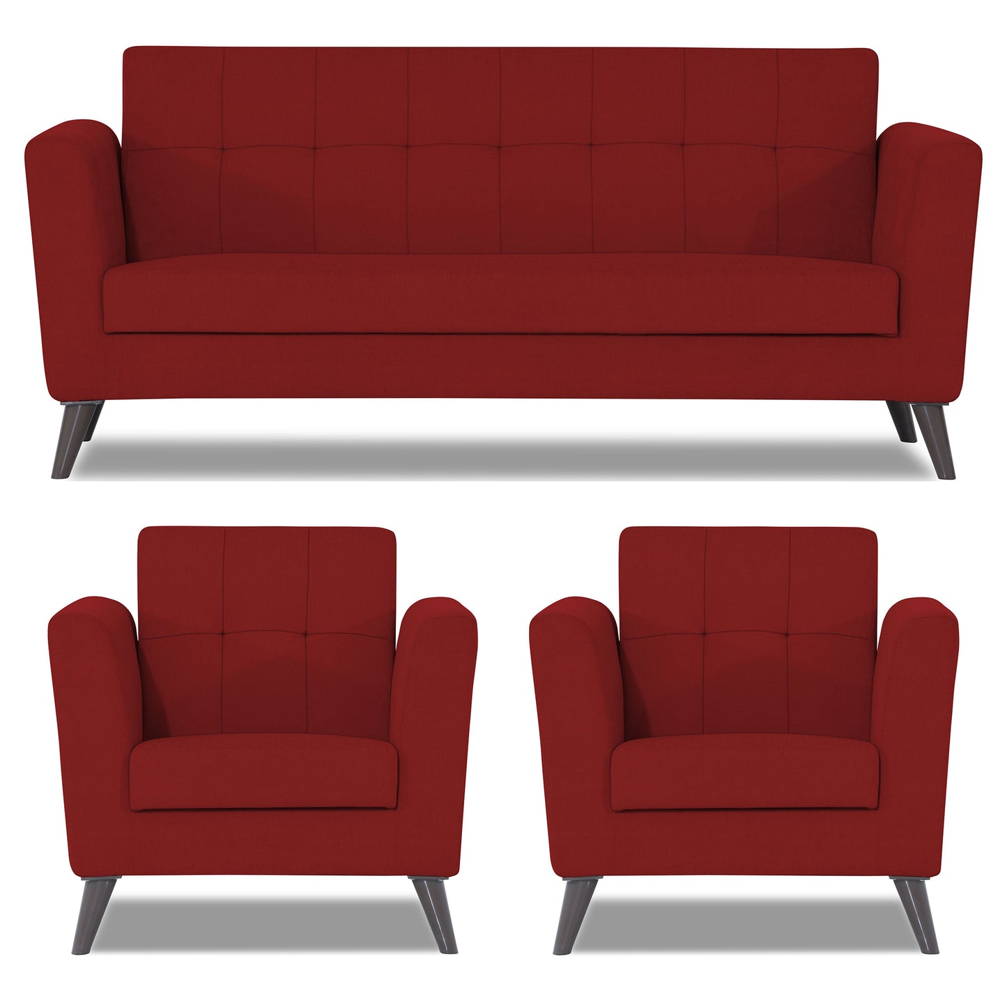 Adorn India Dannis 3+1+1 5 Seater Sofa Set (Red)