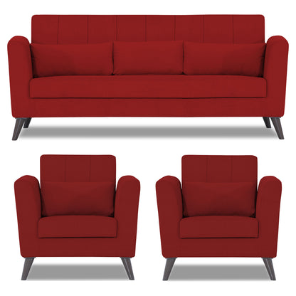 Adorn India Daniel 3+1+1 5 Seater Sofa Set (Red)