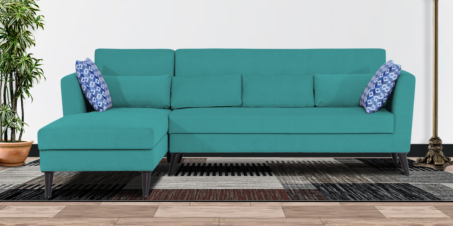 Adorn India Daniel L Shape 6 Seater Sofa Set LHS (Aqua Blue)