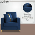 Adorn India Premium Chandler - 3 Years Warranty - 1 Seater Sofa Velvet Suede Fabric - Blue