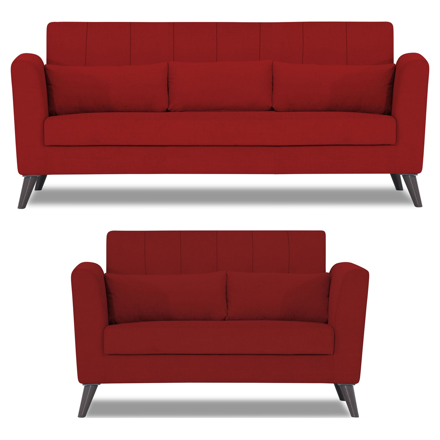 Adorn India Daniel 3+2 5 Seater Sofa Set (Red)