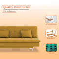 Adorn India Premium New Aspen 3 Seater Sofa Cum Bed 4X6 Velvet Suede with 2 Cushions (Color Yellow) and Suitable for All Indoor, with 3 Years Warranty