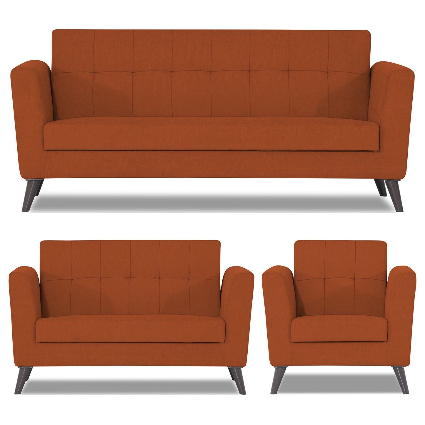 Adorn India Dannis 3+2+1 6 Seater Sofa Set (Rust)