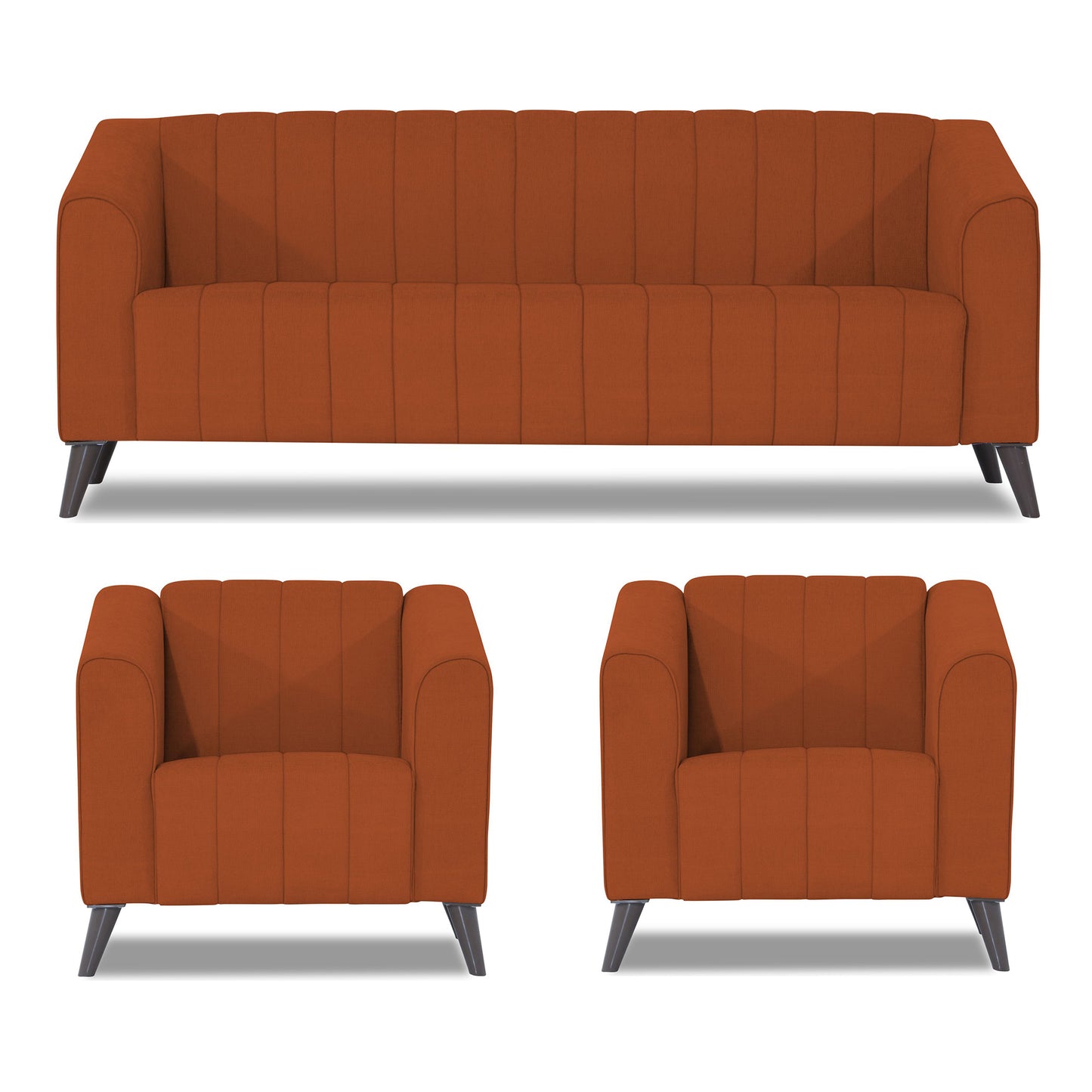 Adorn India Premium Laurel 3+1+1 5 Seater Sofa Set (Rust)