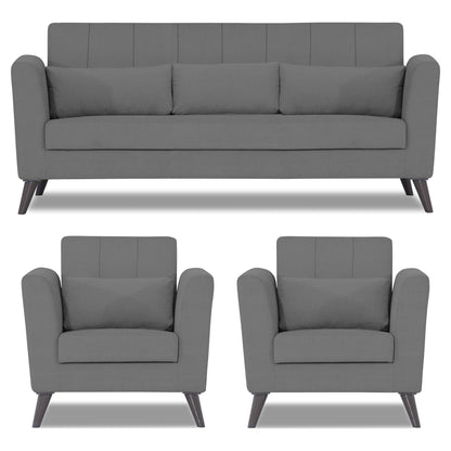 Adorn India Daniel 3+1+1 5 Seater Sofa Set (Grey)