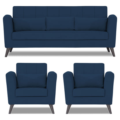 Adorn India Daniel 3+1+1 5 Seater Sofa Set (Blue)