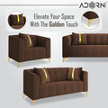 Adorn India Premium Mystic - 3 Years Warranty - 3+2+1 Sofa Set Velvet Suede Fabric - Brown