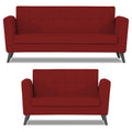 Adorn India Dannis 3+2 5 Seater Sofa Set (Red) (3 Year Warranty)