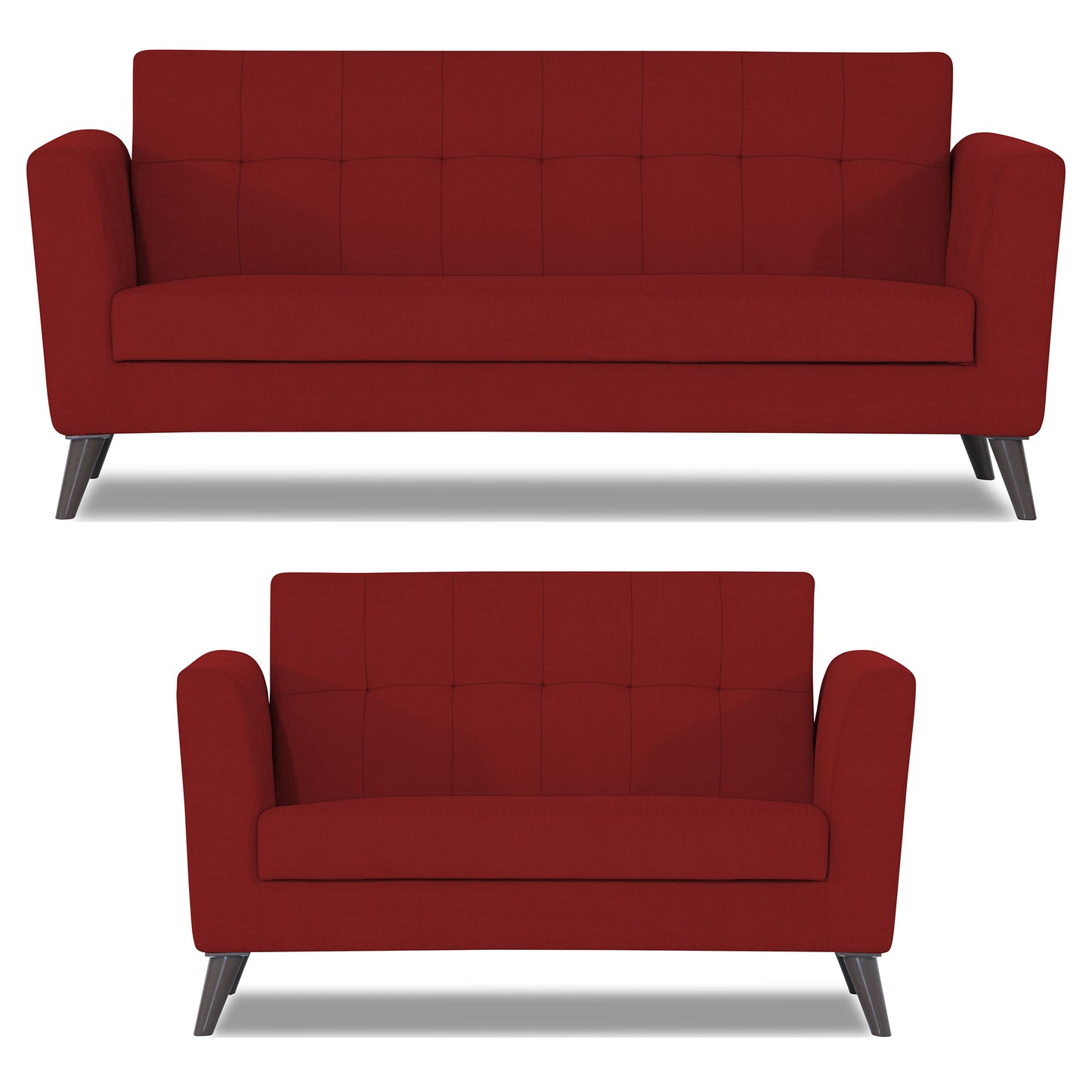 Adorn India Dannis 3+2 5 Seater Sofa Set (Red)