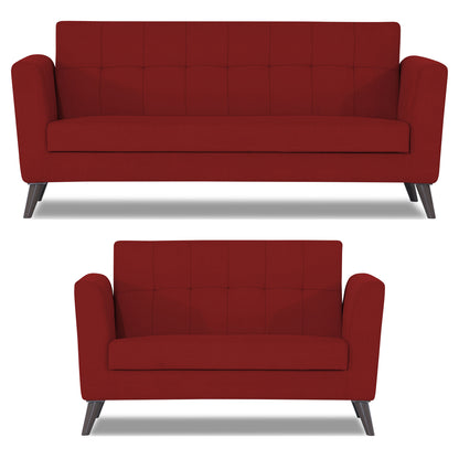 Adorn India Dannis 3+2 5 Seater Sofa Set (Red)