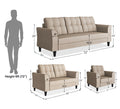 Adorn India Maddox Tufted 3+2+1 6 Seater Sofa Set (Beige) (3 Year Warranty)