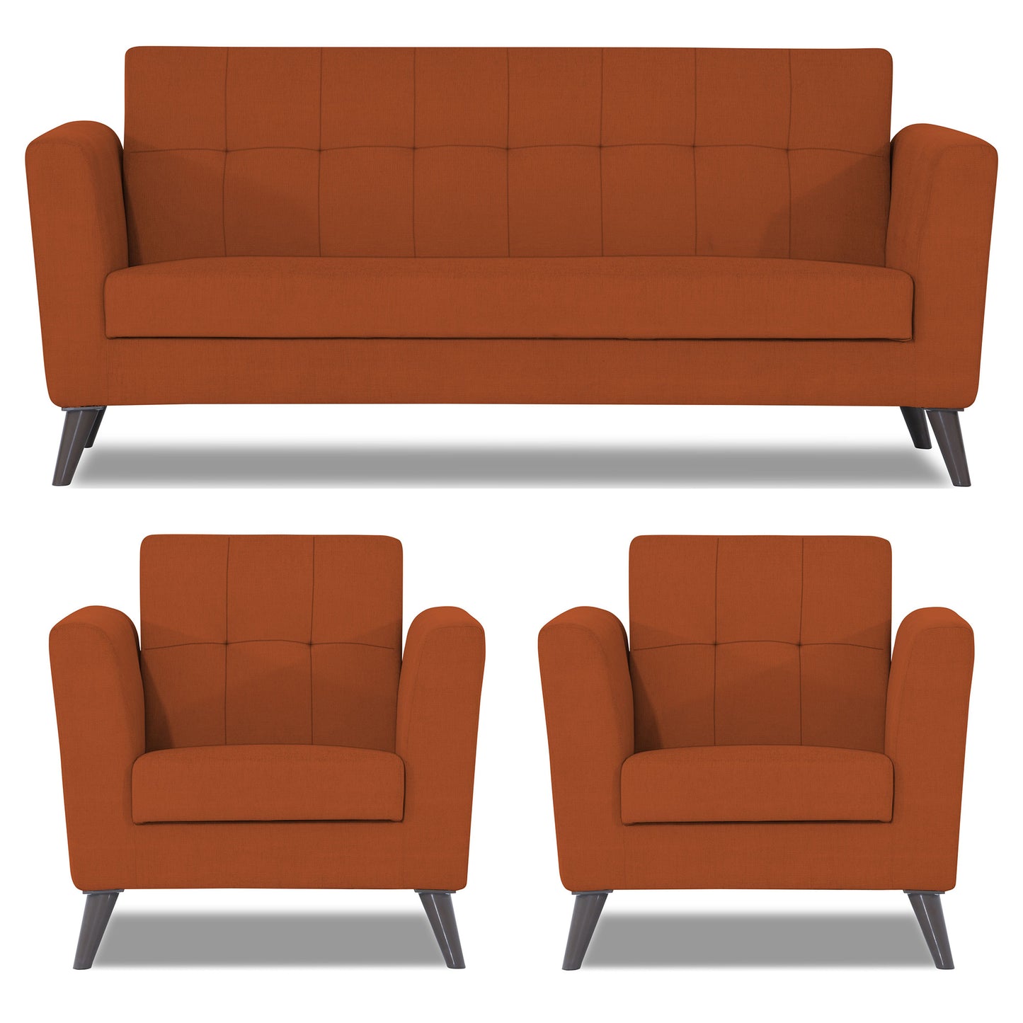 Adorn India Dannis 3+1+1 5 Seater Sofa Set (Rust)