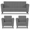 Adorn India Dannis 3+1+1 5 Seater Sofa Set (Grey) (3 Year Warranty)