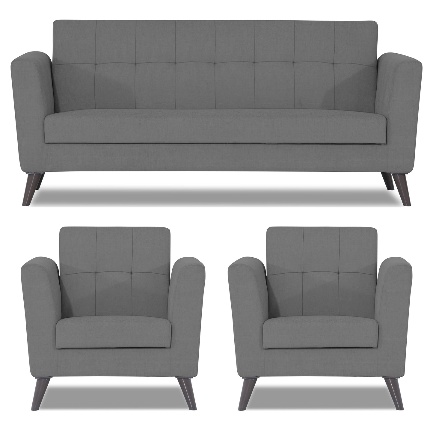 Adorn India Dannis 3+1+1 5 Seater Sofa Set (Grey)