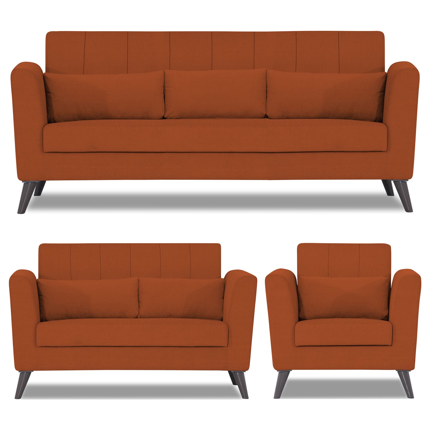 Adorn India Daniel 3+2+1 6 Seater Sofa Set (Rust)