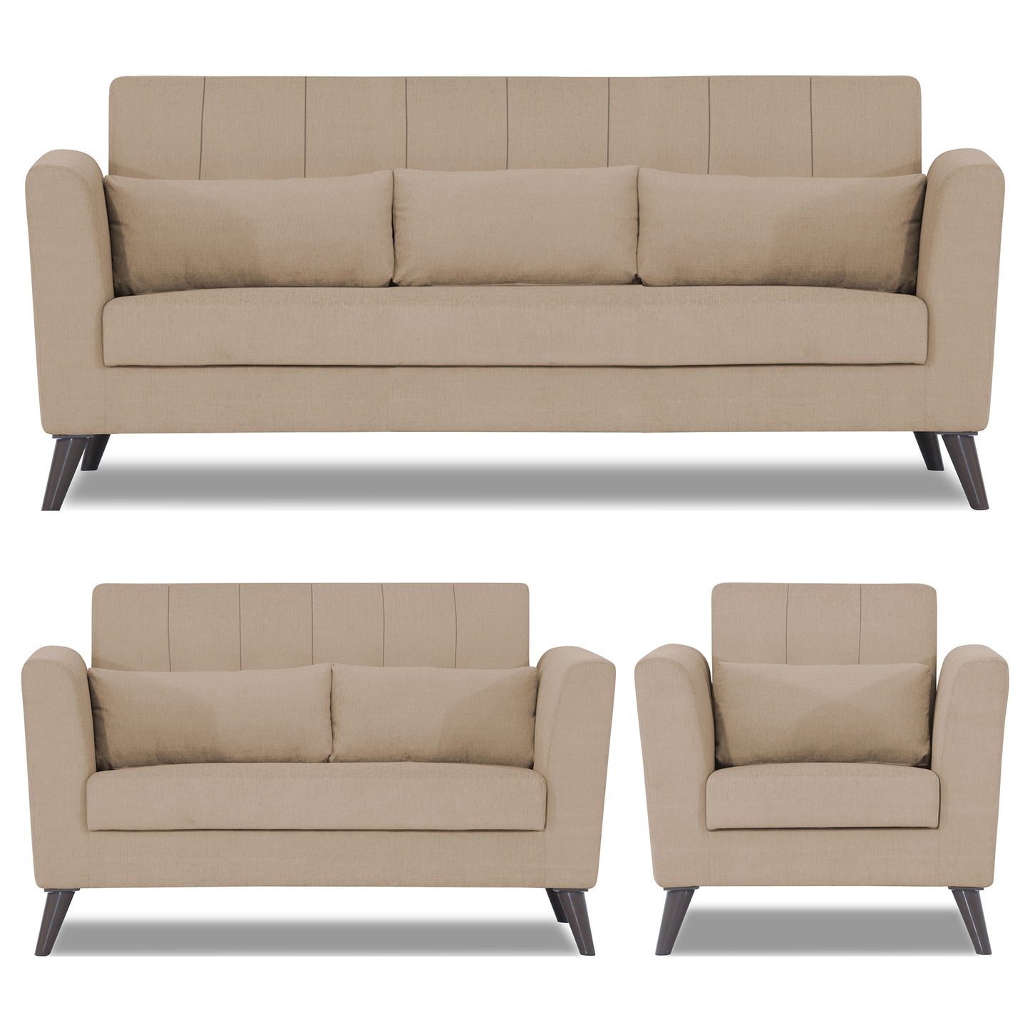 Adorn India Daniel 3+2+1 6 Seater Sofa Set (Beige) (3 Year Warranty)