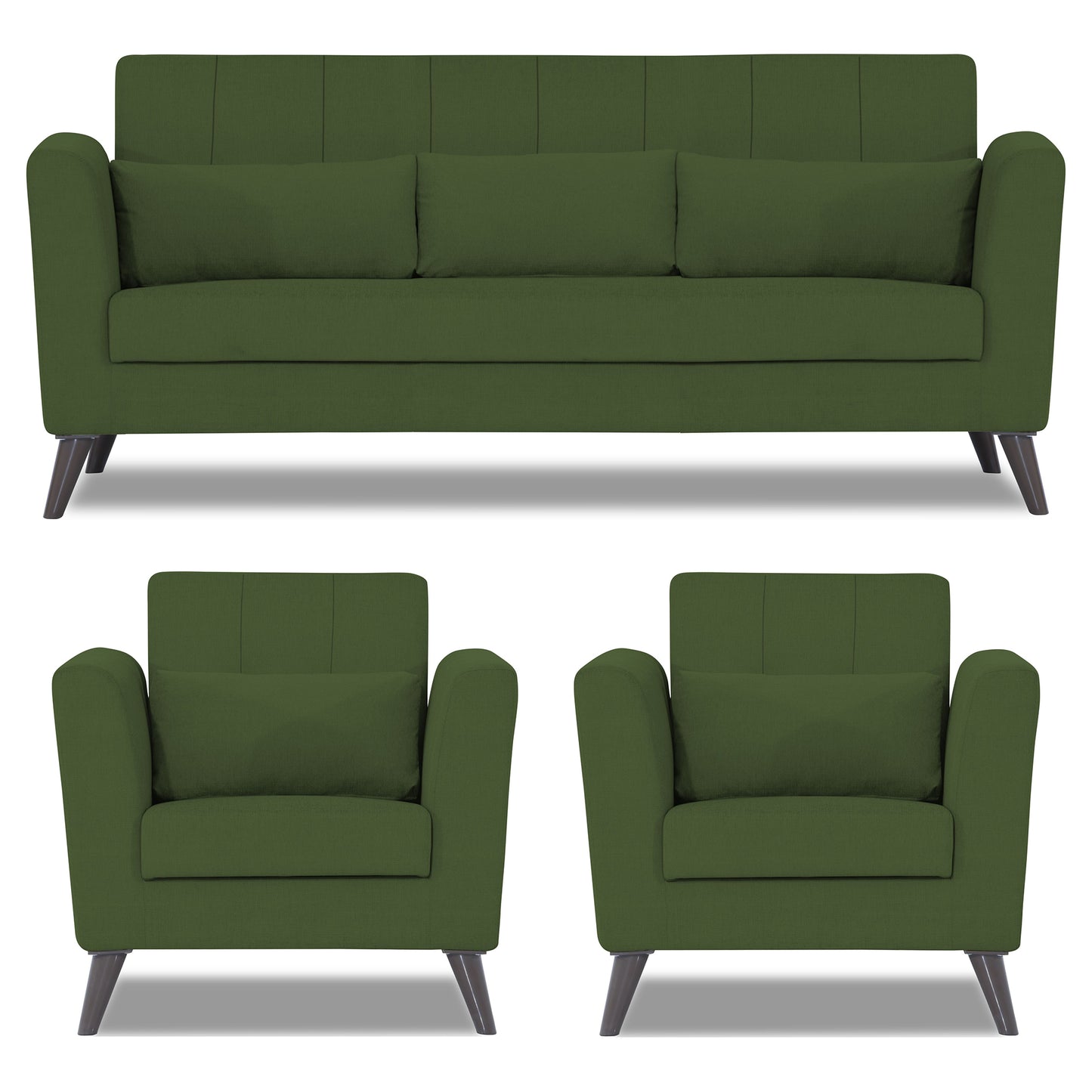 Adorn India Daniel 3+1+1 5 Seater Sofa Set (Green)