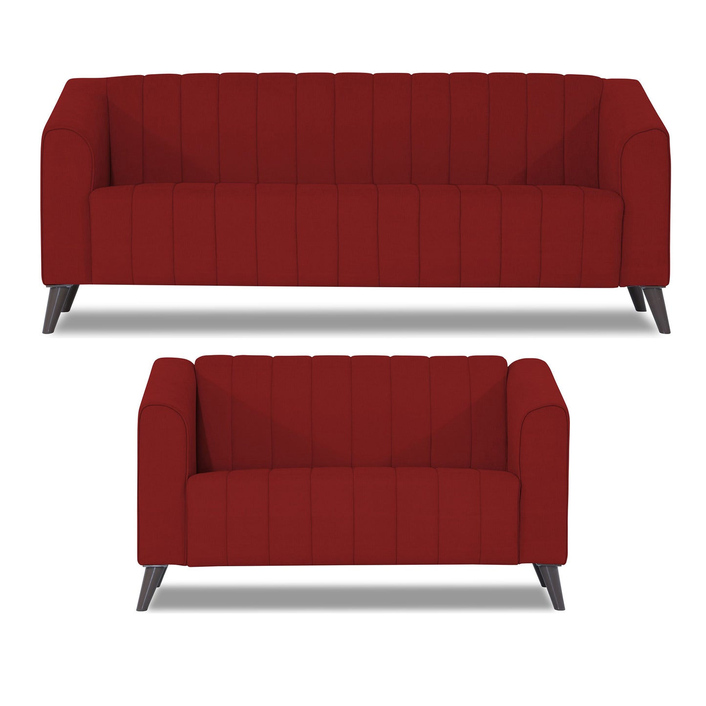 Adorn India Premium Laurel 3+2 5 Seater Sofa Set (Red)