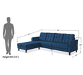 Adorn India Maddox Tufted L Shape 5 Seater Chenille Sofa Sofa Set LHS (Blue) (3 Year Warranty)