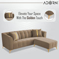 Adorn India Premium Mystic - 3 Years Warranty - L Shape 4 Seater Sofa Set Velvet Suede Fabric - Beige