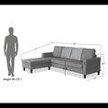 Maddox Stripes L Shape 5 Seater Sofa Set LHS (Grey)