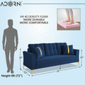 Adorn India Premium Maddox Tufted - 3 Years Warranty - 3 Seater Sofa Velvet Suede Fabric - Blue
