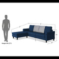 Maddox Stripes L Shape 5 Seater Sofa Set LHS (Blue)