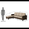 Maddox Plain Two Tone L Shape 6 Seater Sofa Set LHS (Brown & Beige)