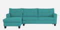 Adorn India Moris L Shape 6 Seater Sofa Set LHS (Aqua Blue) (3 Year Warranty)
