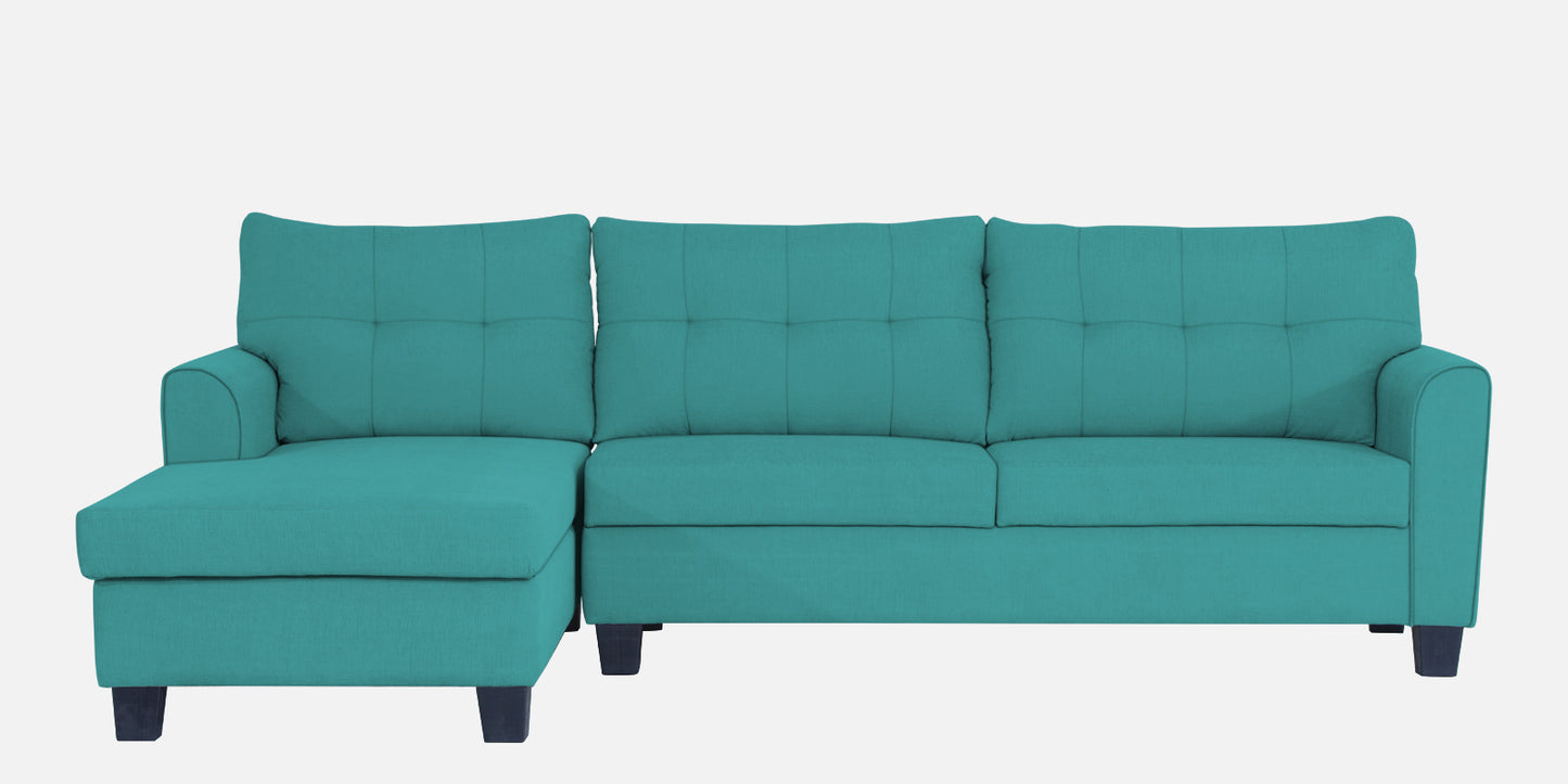 Adorn India Moris L Shape 6 Seater Sofa Set LHS (Aqua Blue)