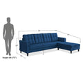 Adorn India Maddox Tufted L Shape 5 Seater Sofa Chenille Sofa Set RHS (Blue) (3 Year Warranty)