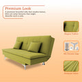 Adorn India Premium New Aspen 3 Seater Sofa Cum Bed 4X6 Velvet Suede with 2 Cushions (Color Light Green) and Suitable for All Indoor, with 3 Years Warranty