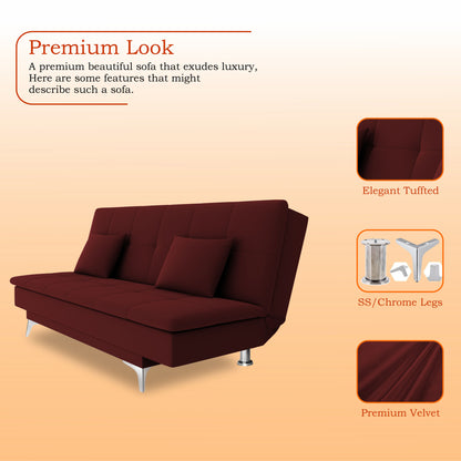 Adorn India New Aspen 3 Seater Sofa Cum Bed 4X6 (Maroon) (2 Year Warranty)