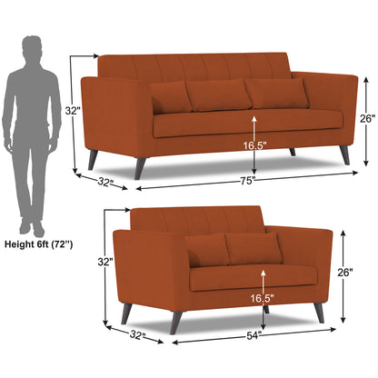 Adorn India Daniel 3+2 5 Seater Sofa Set (Rust)