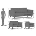 Adorn India Dannis 3+2+1 6 Seater Sofa Set (Grey) (3 Year Warranty)