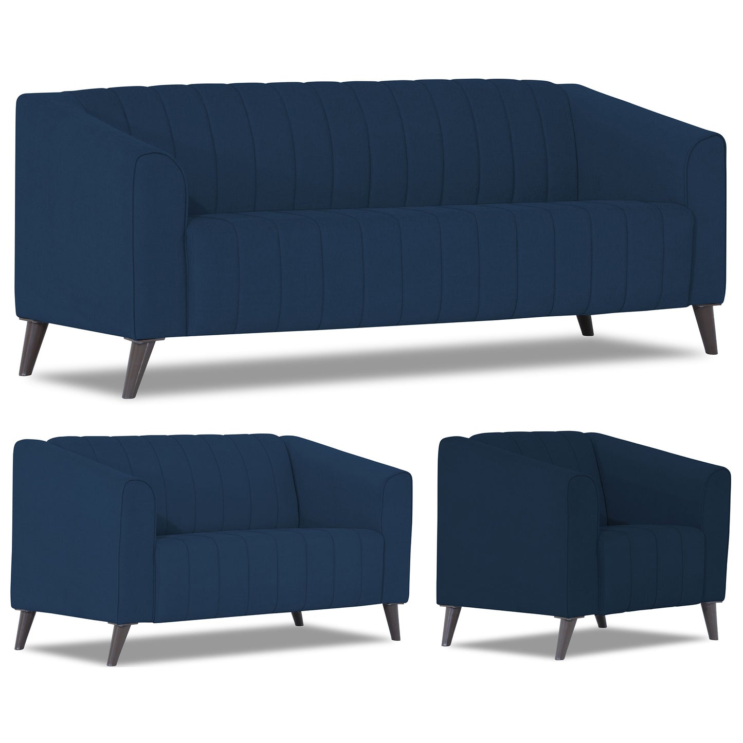 Adorn India Premium Laurel 3+2+1 6 Seater Sofa Set (Blue)
