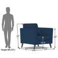 Adorn India Daniel 1 Seater Sofa (Blue) (3 Year Warranty)