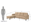 Adorn India Maddox Tufted L Shape 5 Seater Sofa Chenille Sofa Set LHS (Beige) (3 Year Warranty)