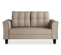 Adorn India Maddox Tufted 2 Seater Sofa (Beige) (3 Year Warranty)
