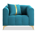 Adorn India Premium Mystic - 3 Years Warranty - 1 Seater Sofa Velvet Suede Fabric - Aqua Blue