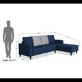 Maddox Stripes L Shape 6 Seater Sofa Set RHS (Blue)