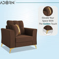 Adorn India Premium Maddox Tufted - 3 Years Warranty - 1 Seater Sofa Velvet Suede Fabric - Brown