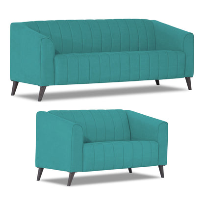 Adorn India Premium Laurel 3+2 5 Seater Sofa Set (Aqua Blue)