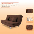 Adorn India Premium New Aspen 3 Seater Sofa Cum Bed 4X6 Velvet Suede with 2 Cushions (Color Brown) and Suitable for All Indoor, with 3 Years Warranty
