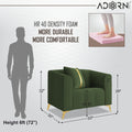 Adorn India Premium Mystic - 3 Years Warranty - 1 Seater Sofa Velvet Suede Fabric - Green