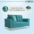 Adorn India Premium Mystic - 3 Years Warranty - 2 Seater Sofa Velvet Suede Fabric - Aqua Blue