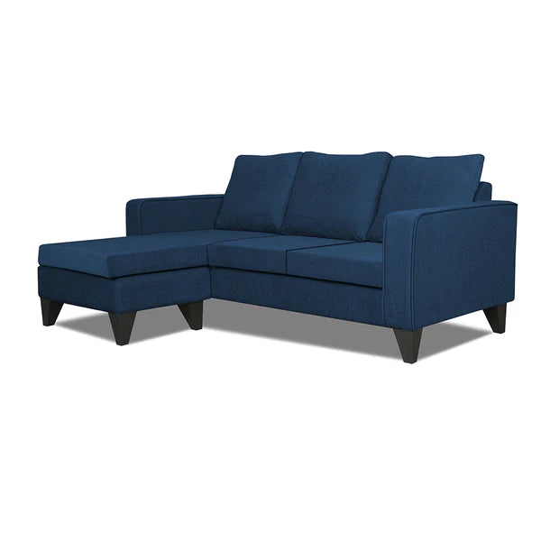 Adorn India Chandler L Shape 4 Seater Sofa Set Plain (Aqua Blue)