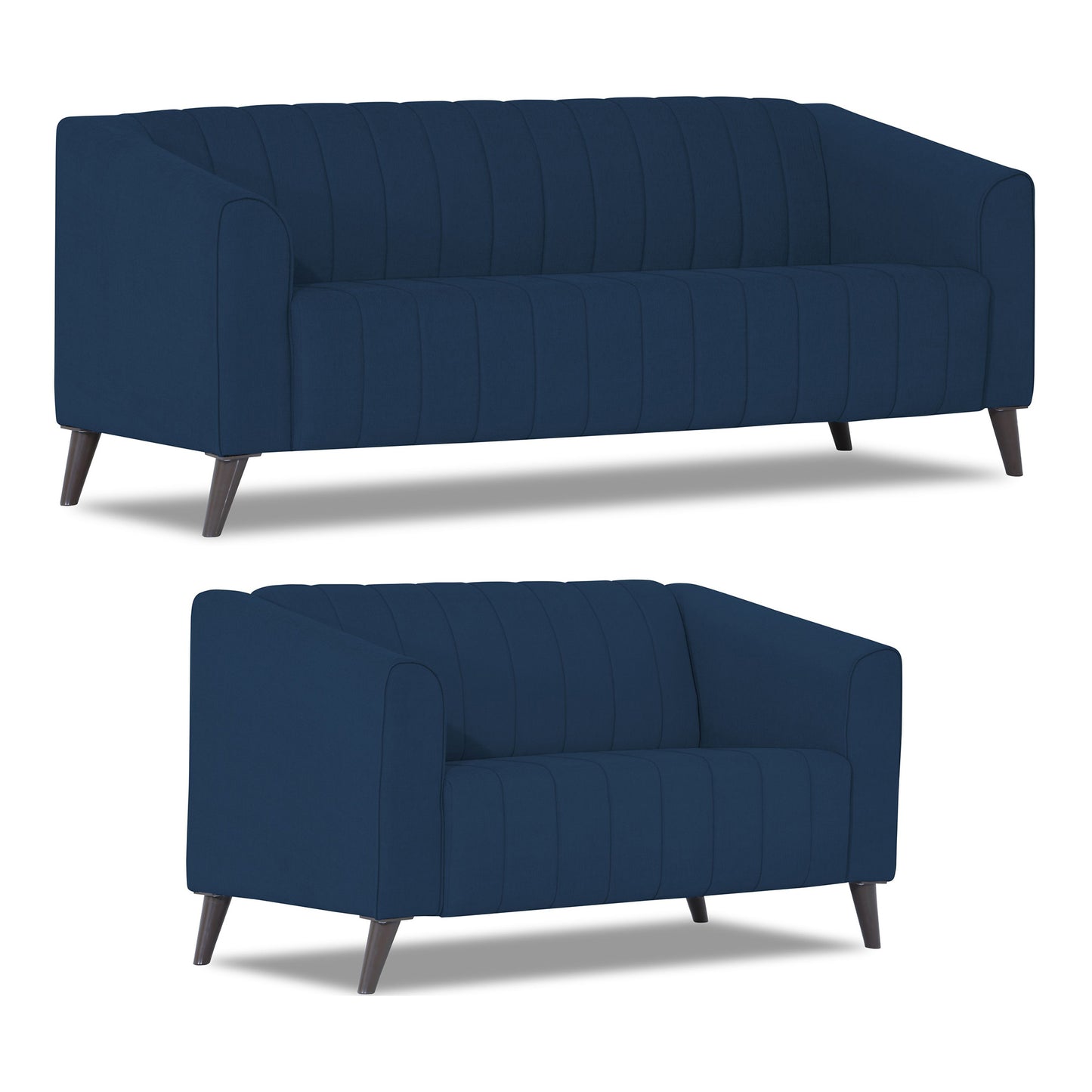 Adorn India Premium Laurel 3+2 5 Seater Sofa Set (Blue)