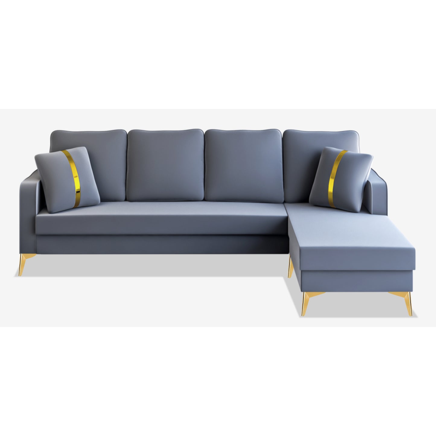 Adorn India Premium Chandler - 3 Years Warranty - L Shape 5 Seater Sofa Set -RHS- Velvet Suede Fabric - Grey